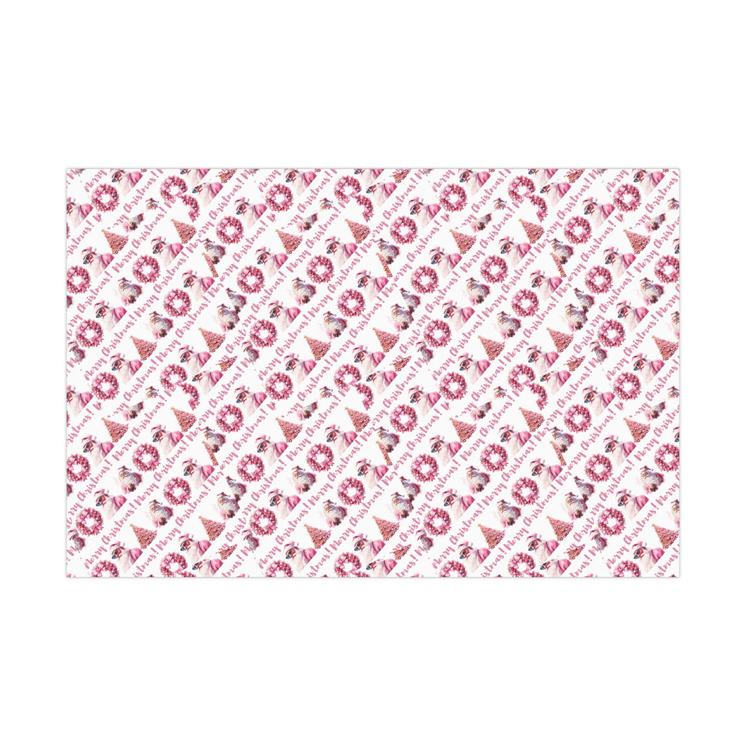 Pink Santa Gift Wrap Paper - Rachel Virginia Collection 