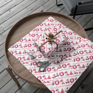 Pink Santa Gift Wrap Paper - Rachel Virginia Collection 